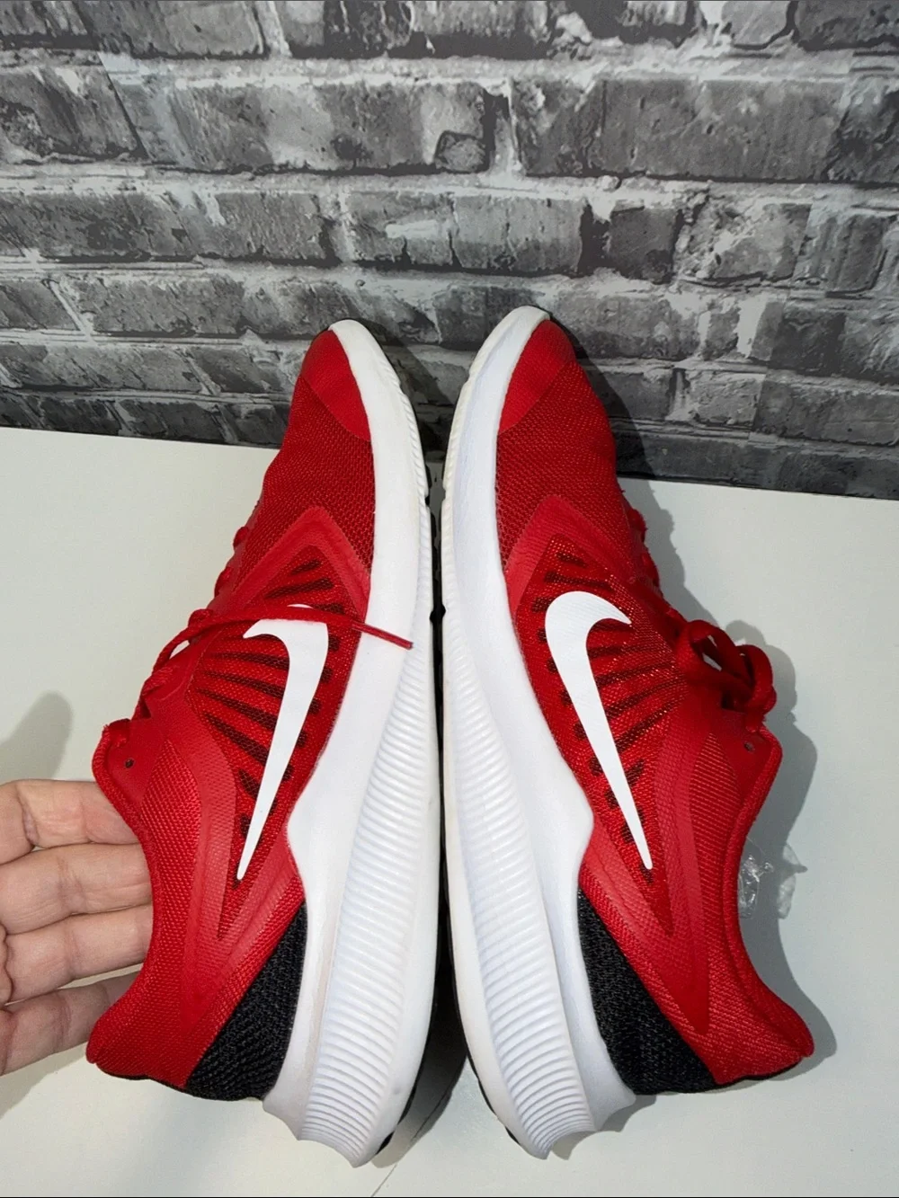 Nike Red and White Running Sneakers‎